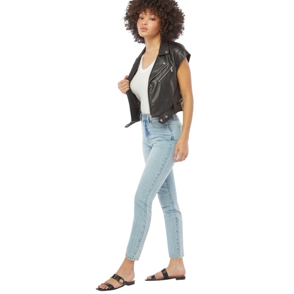 JUSTFAB BLACK VEGAN LEATHER WOMENS BIKER VEST **NWT** - Picture 6 of 11